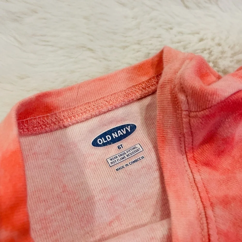 Old Navy Pink Heart Tie Dye Print 2 Piece Pajama PJ Set Toddler Girl’s Size 6T